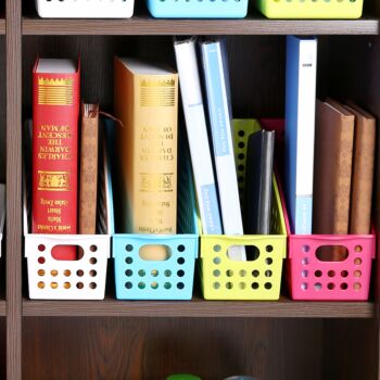 日本进口inomata 立式文件收纳筐、收纳篮 - 蓝色