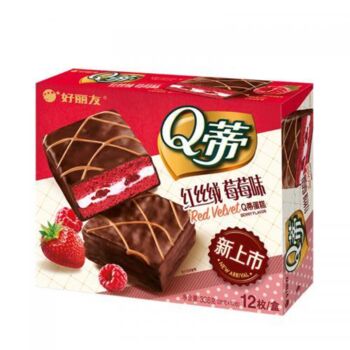 【双十一钜惠】好丽友 红丝绒草莓味Q蒂 12枚 336g