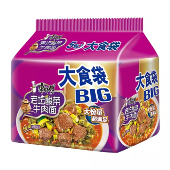 【五连包】康师傅 大食袋 老坛酸菜面 162g*5