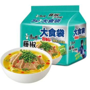 【五连包】康师傅 大食袋 藤椒牛肉面 145g*5