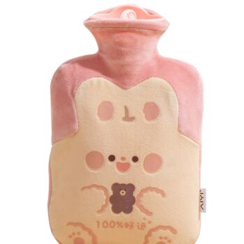 粉色好运兔 毛绒注水暖水袋 热水袋 500ML