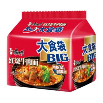 【五连包】康师傅 大食袋 红烧牛肉面 145g*5