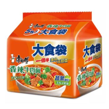 【五连包】康师傅 大食袋 香辣牛肉面 144g*5