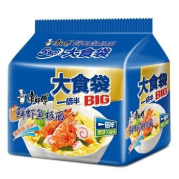 【五连包】康师傅 大食袋 鲜虾鱼板面 139g*5
