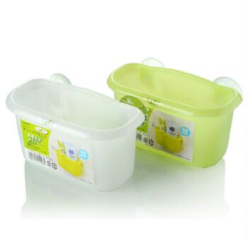 日本进口 inomata 卫浴吸盘式收纳盒 置物盒 白色