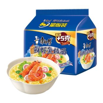 【五连包】康师傅 鲜虾鱼板面 515g