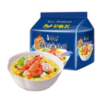 【五连包】康师傅 鲜虾鱼板面 490g